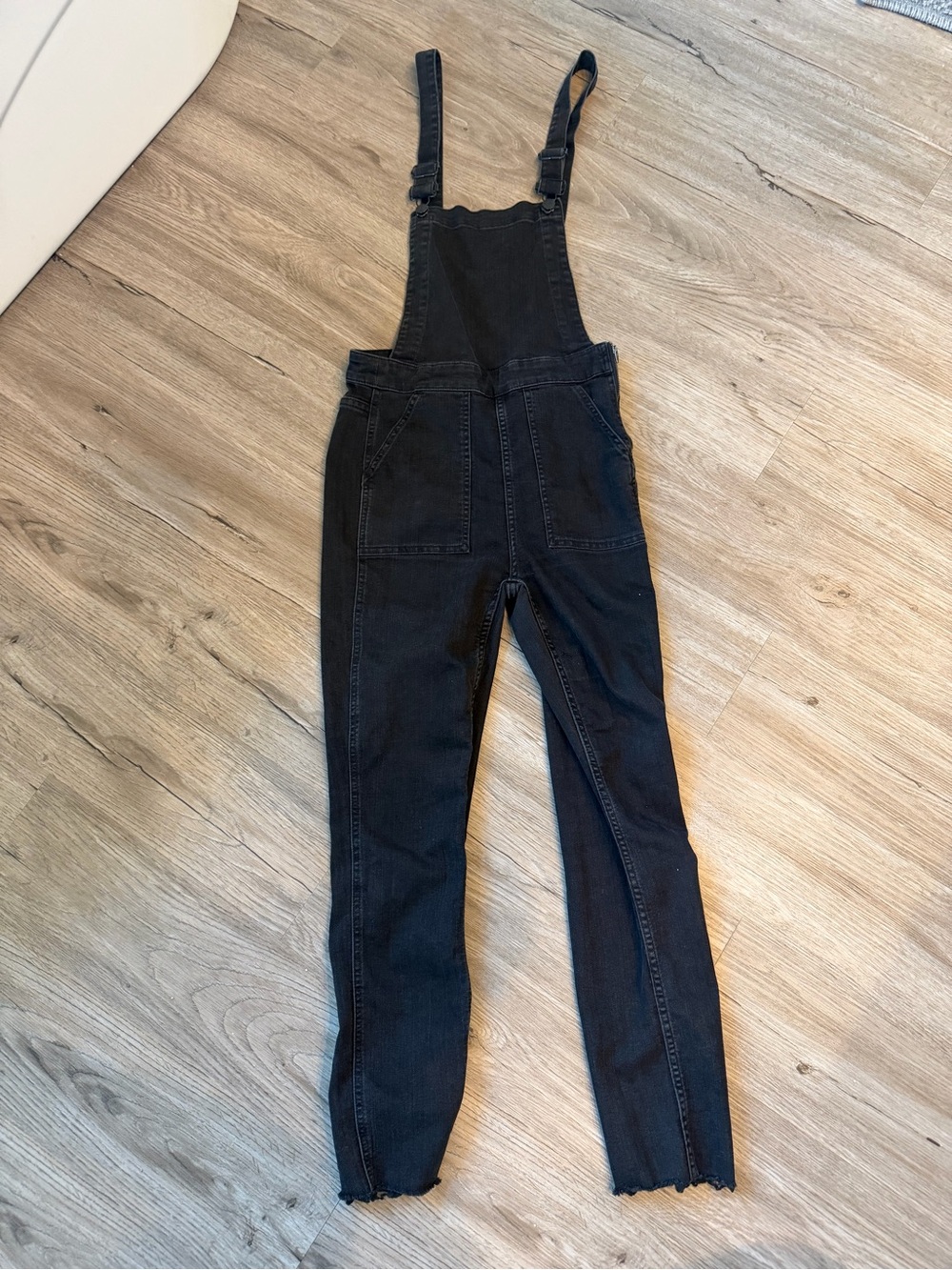Madewell Black Denim Women's Overalls with Front Patch Pockets